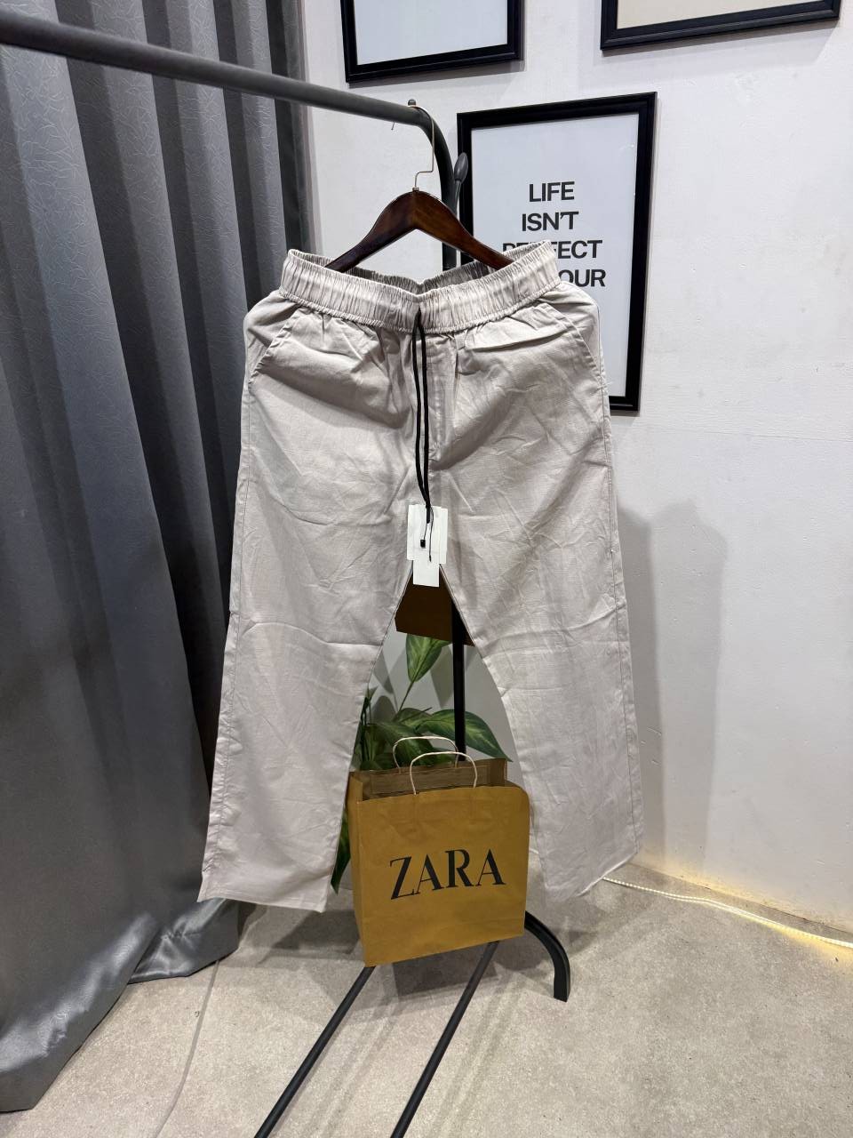 Zarra Summer imported linen trouser grey