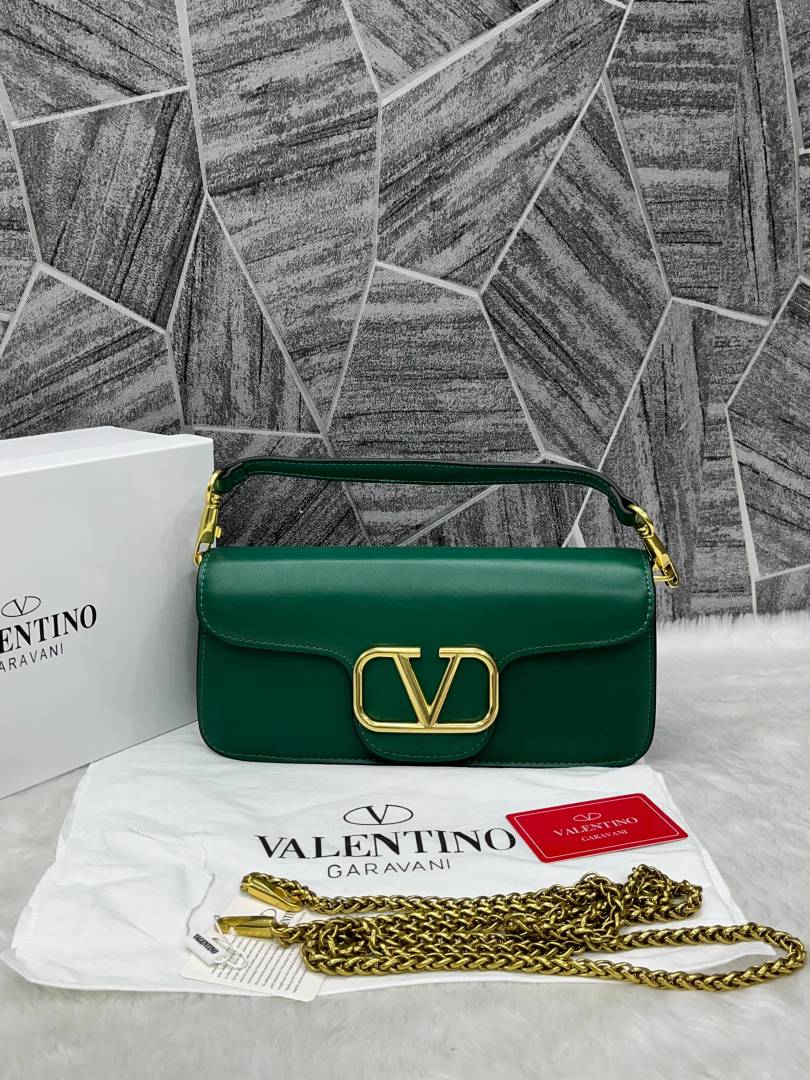 Valentyno_V_Logo_Green_ShoulderBag_Large_With_OriginalBox_DustCover_Card_Tags