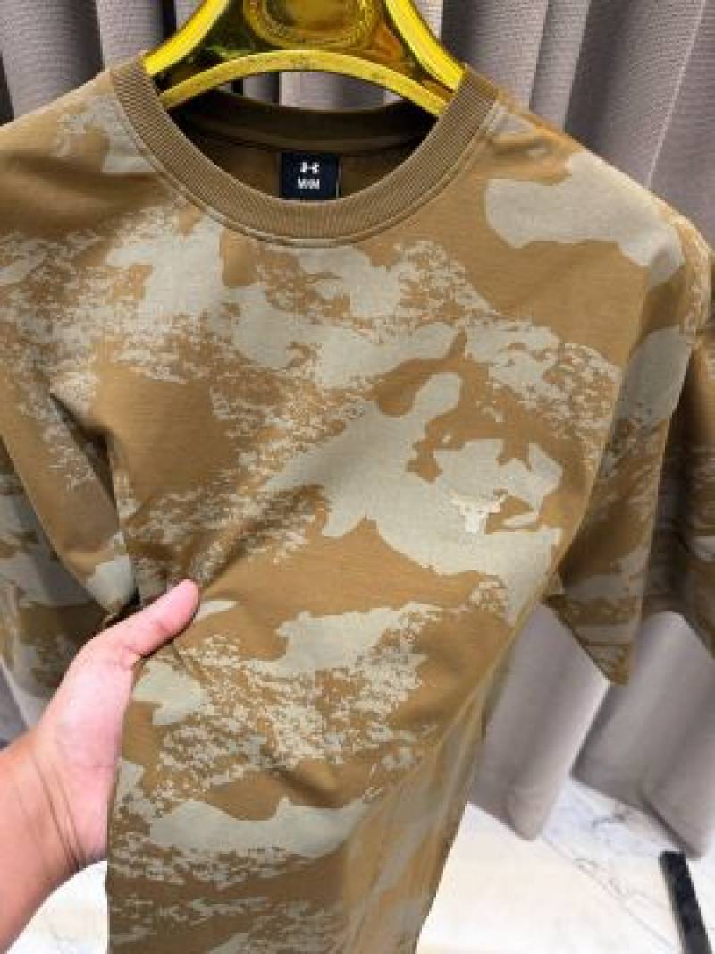 Sale Under Armor Round Neck T-shirt green Camouflage