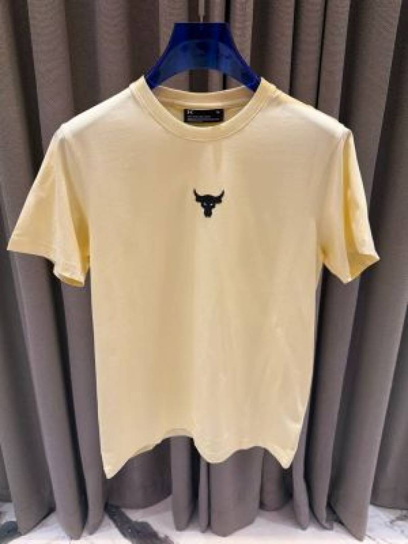 Under Armor Middle Brand Logo Round Neck T-shirt Cream