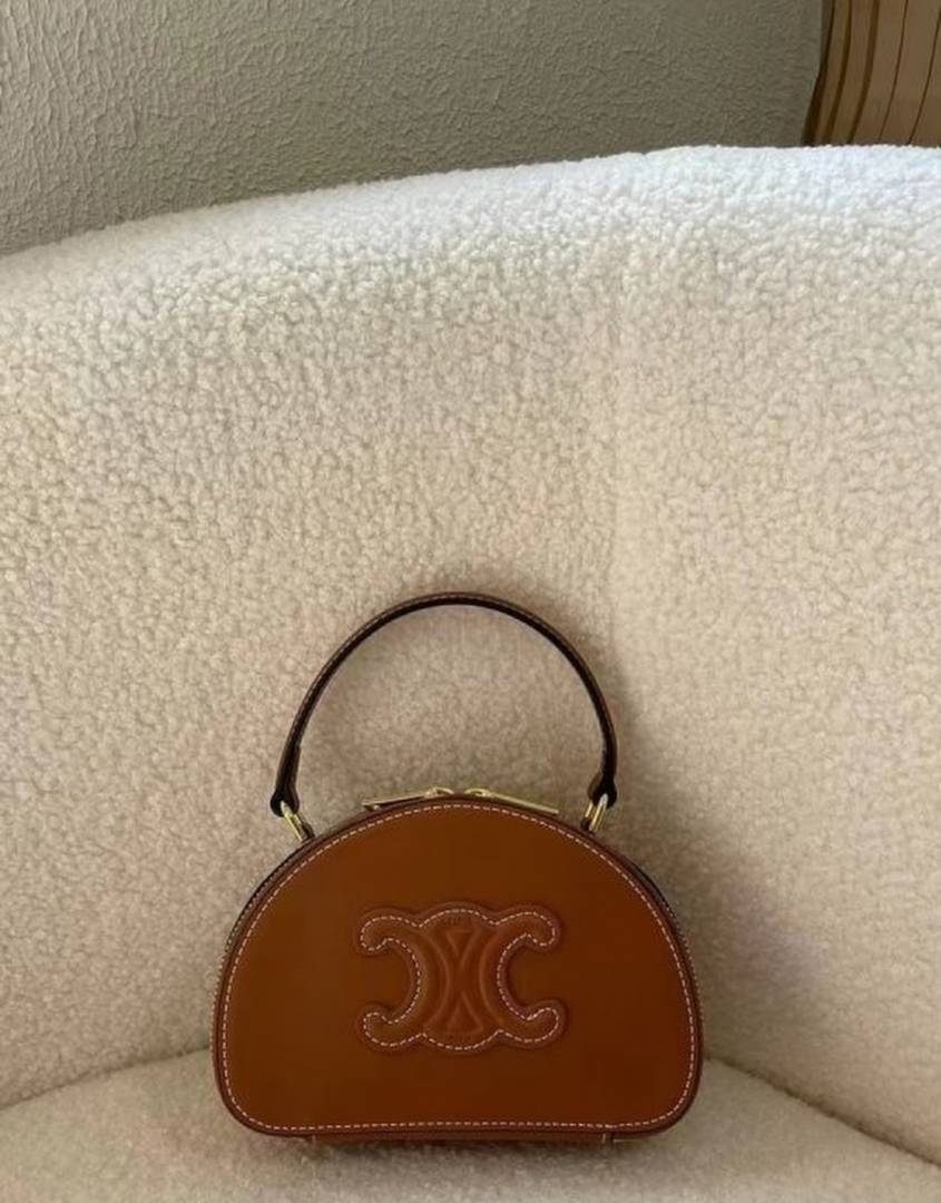 CELINE HALF MOON CASE IN TRIOMPHE CANVAS AND CALFSKIN