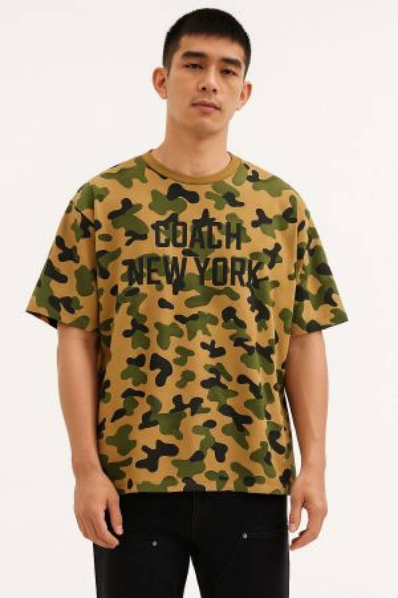 SALE Coatch Middle Brand Print Camouflage Round Neck T-shirt
