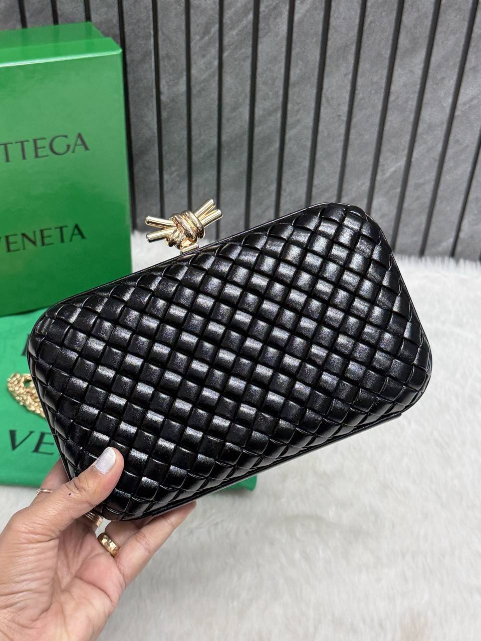 Bottega_Veneta_Black_66_Knot_Leather_Clutch_With_OriginalBox_DustCover_Highend