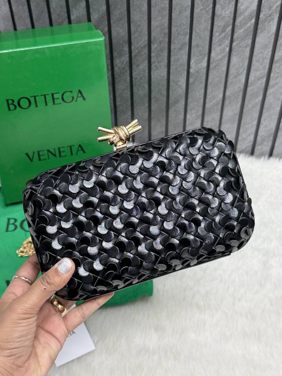 Bottega_Veneta_Black_67_Knot_Leather_Clutch_With_OriginalBox_DustCover_Highend