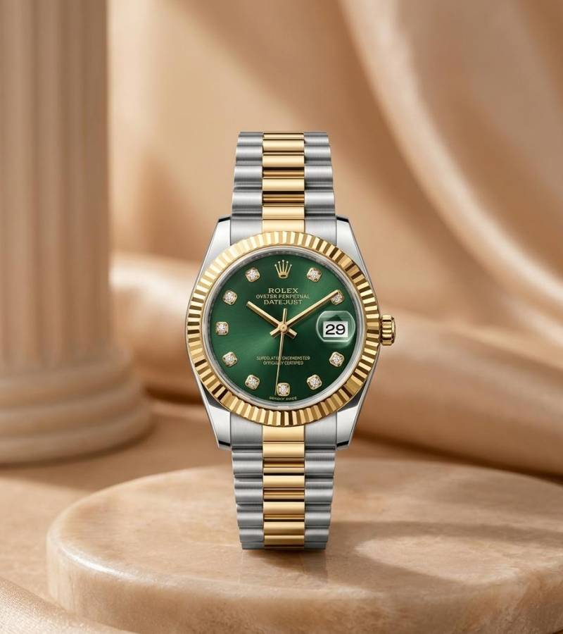 Rolex Oyester Perpetual Date Just Ladies 2Ton-Gold-Green video
