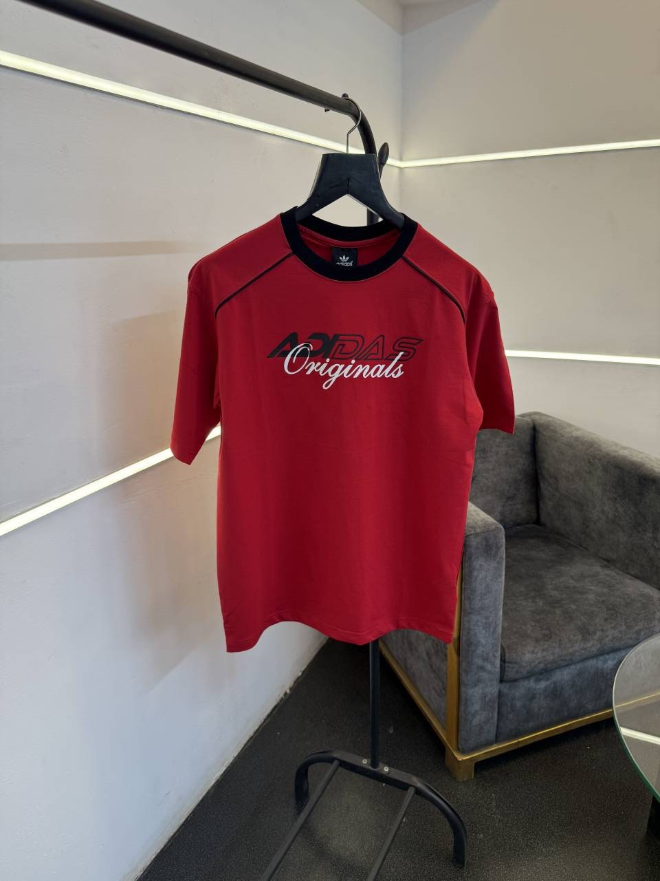 Adiddas drop shoulder imported round neck tshirt red