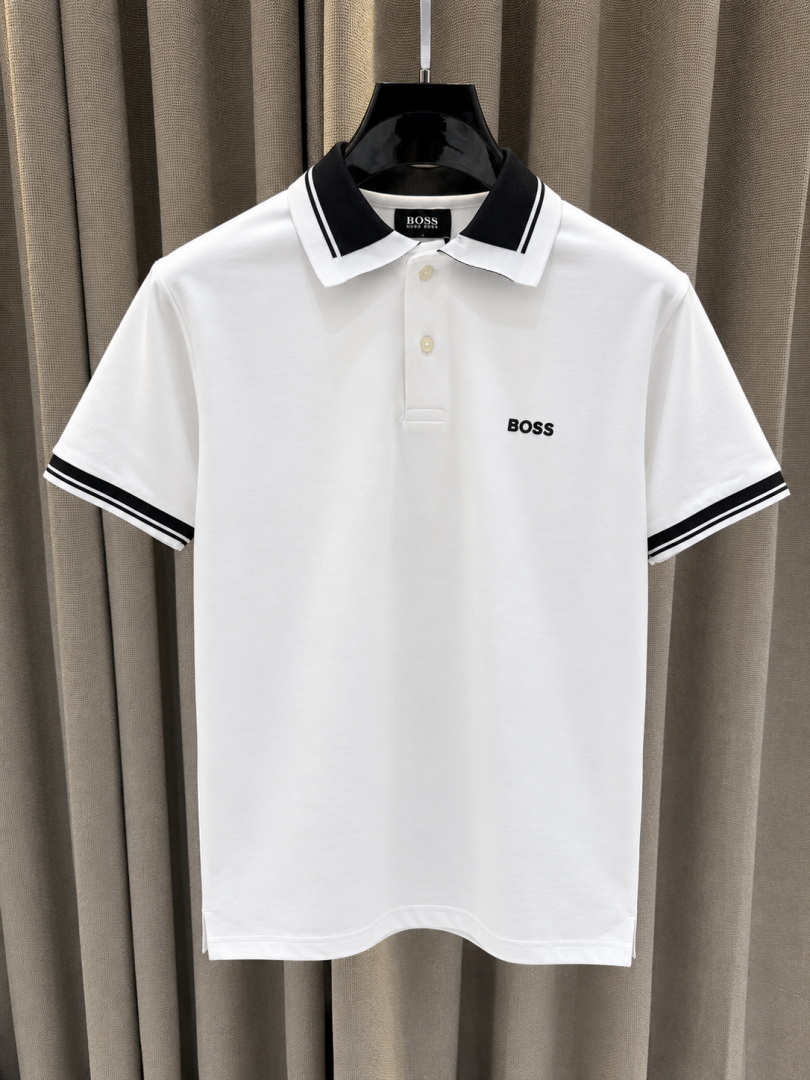 Boss Premium Polo Tshirt White Black