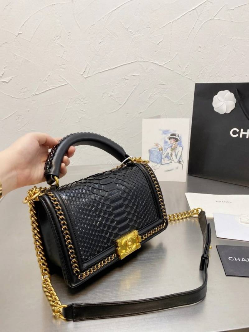 Chennel_Le_Boy_Python_Leather_Bag_With_OG_Box_&_Dust_Bag_(Black-236)