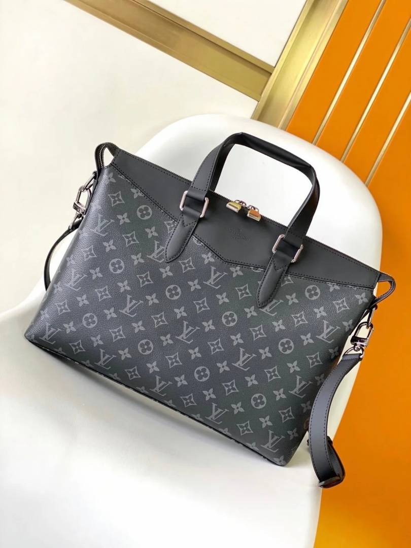 Loius Vutton_LV Monogram Briefcase Laptop Bag With Dust Bag (Black Grey - 1153)