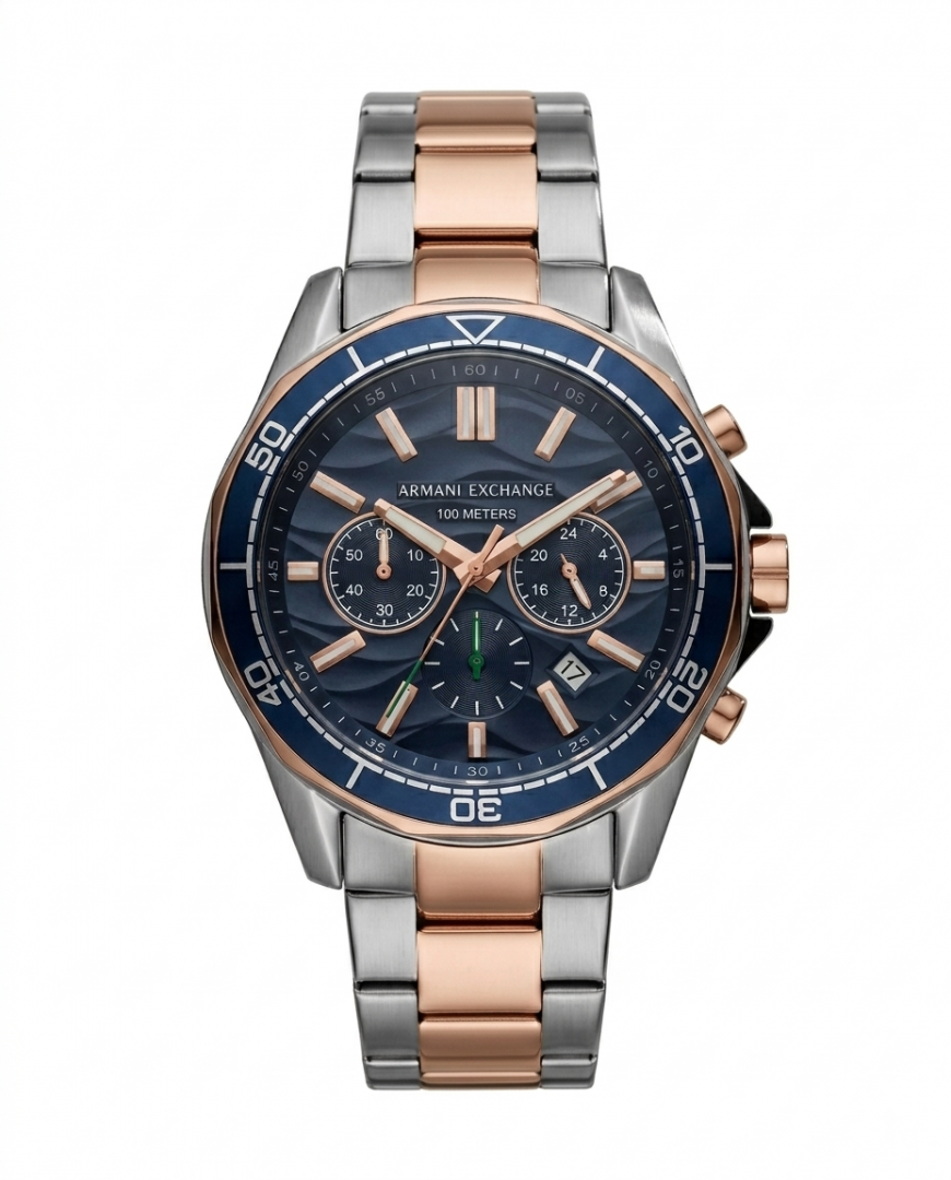 Armaani Exchange 100 Meters Two Tone Blue Dial