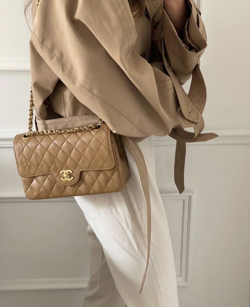 Chennel_Jumbo_Classic_Flap_Khakhi_With_OriginalBox