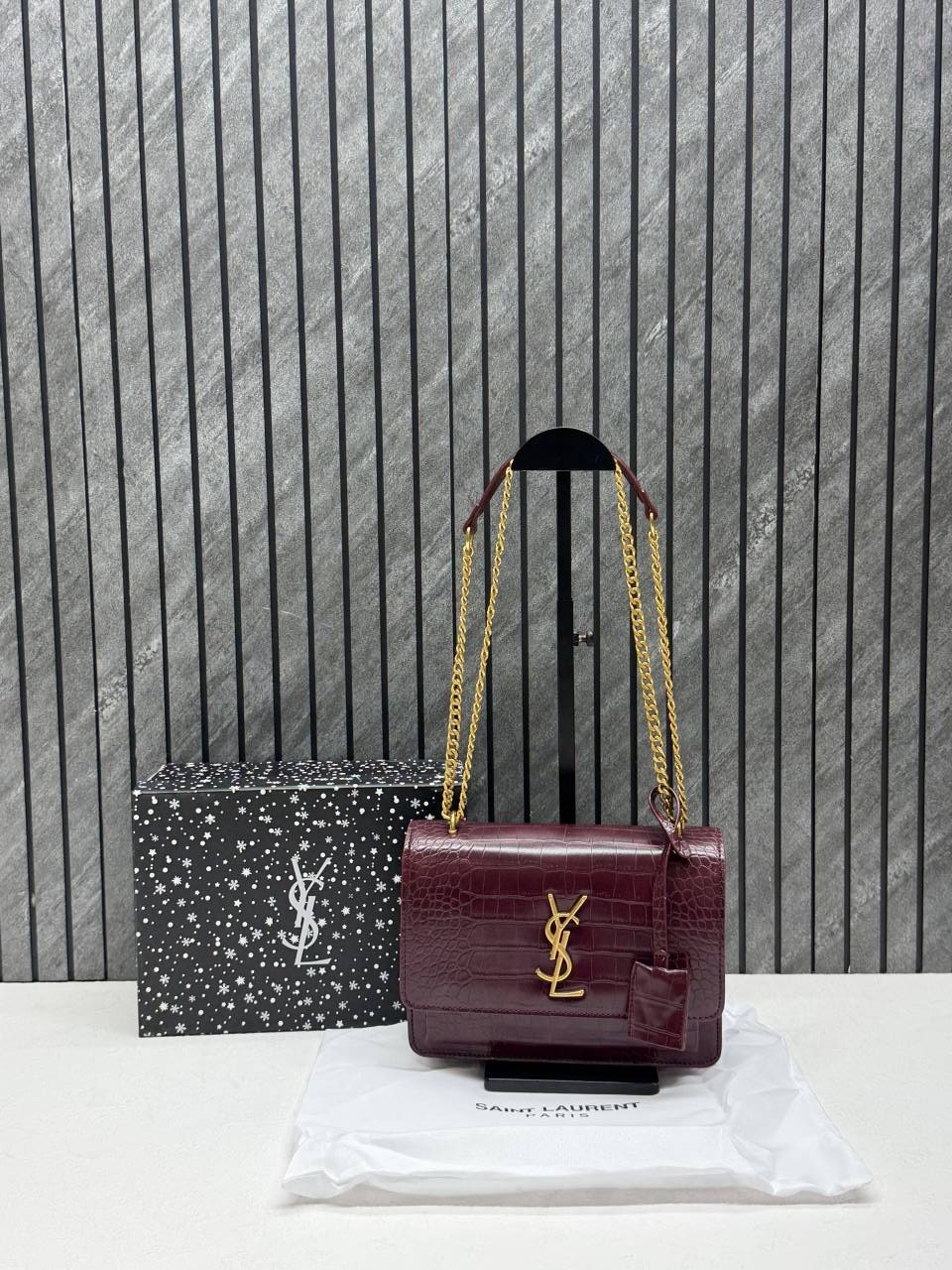 Ysl sunset Crocodile Skin 2504 Shoulder Bag With Original Box & DustCover