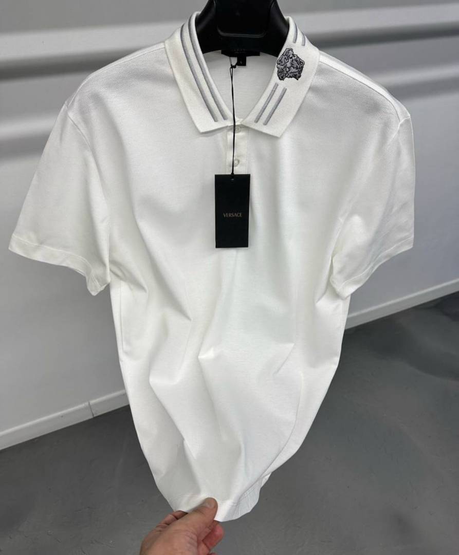 Versac_e Premium Collar Embroidered Polo white