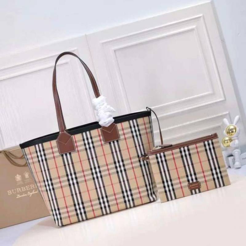 Burbberry London Tote Bag With Detachable Pouch & Dust Bag (Brown - 1155)
