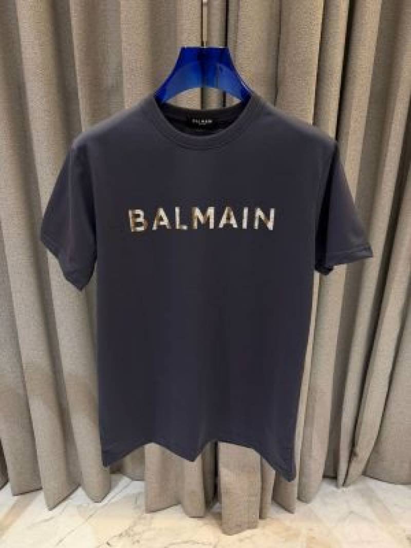 Balman Middle Brand Print Round Neck T-shirt Grey