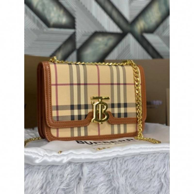 Burbberry TB Monogram Quilted Shoulder Bag With OG Box & Dust Bag (Cheks - 348)