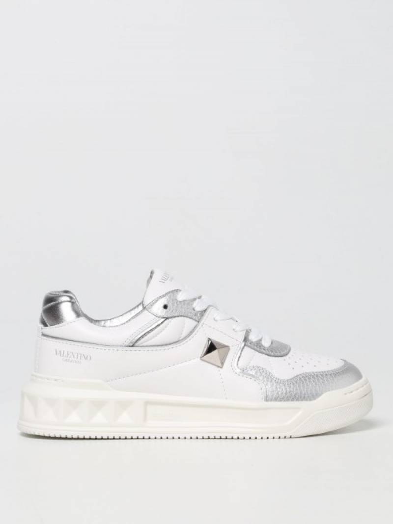 ....Valentyno garavani one stud low top nappa sneaker white metallic