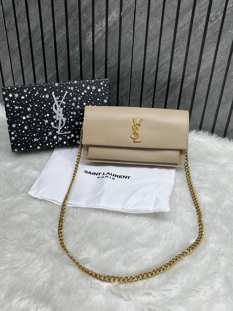 Ysl Sunset Biege Small Shoulder Bag With Original Box & Dust Cover