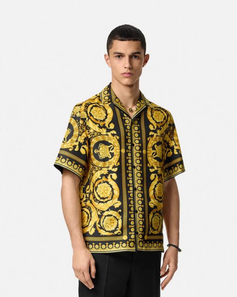 Versace Borroco Gold Black imported Half Sleeves Shirt
