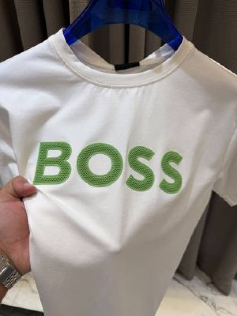 Boss Middle Brand Logo Round Neck T-shirt White
