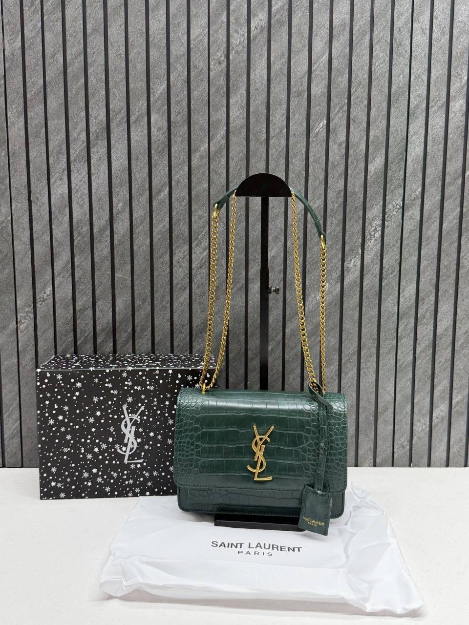 Ysl sunset Crocodile Skin 2504 Shoulder Bag With Original Box & DustCover