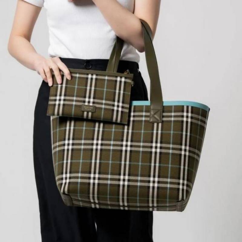 Burbberry London Tote Bag With Detachable Pouch & Dust Bag (Green - 1156)