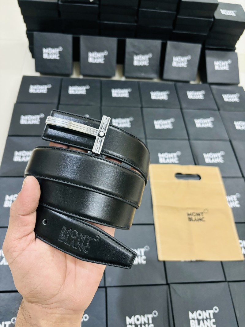 01 MONT BLANC SILVER PREMIUM QUALITY REVERSIBLE BELT WITH BOX