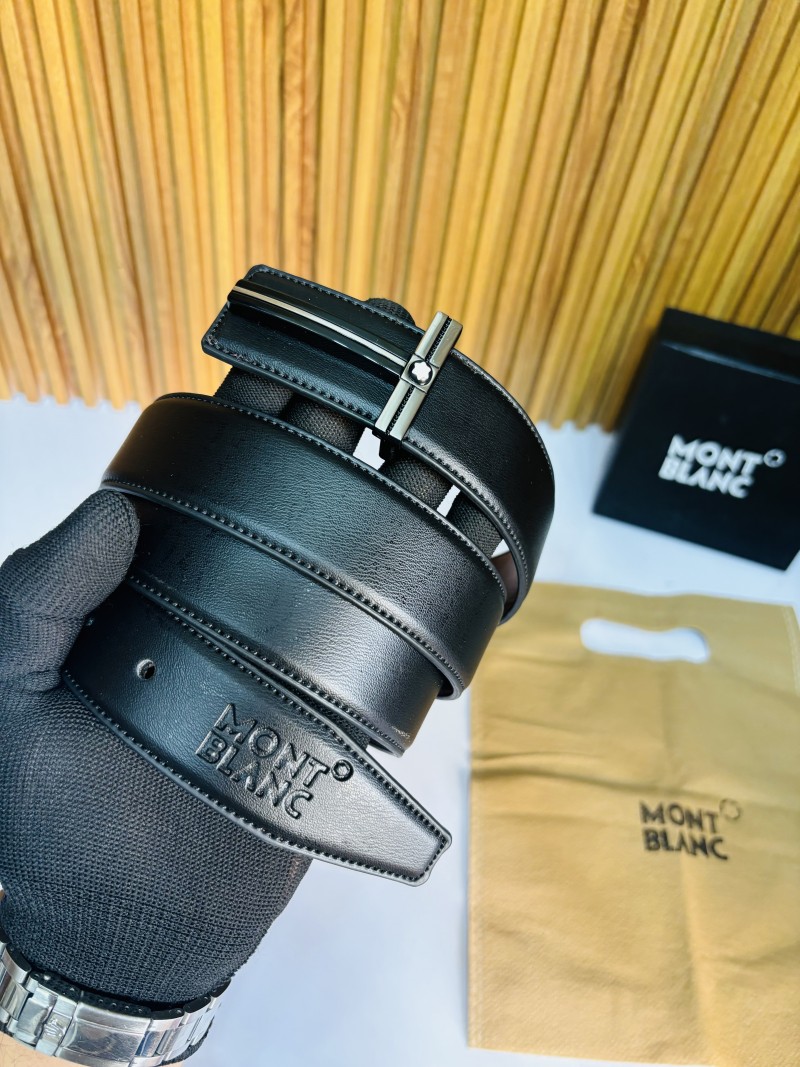 03 MONT BLANC SILVER BLACK PREMIUM QUALITY REVERSIBLE BELT WITH BOX