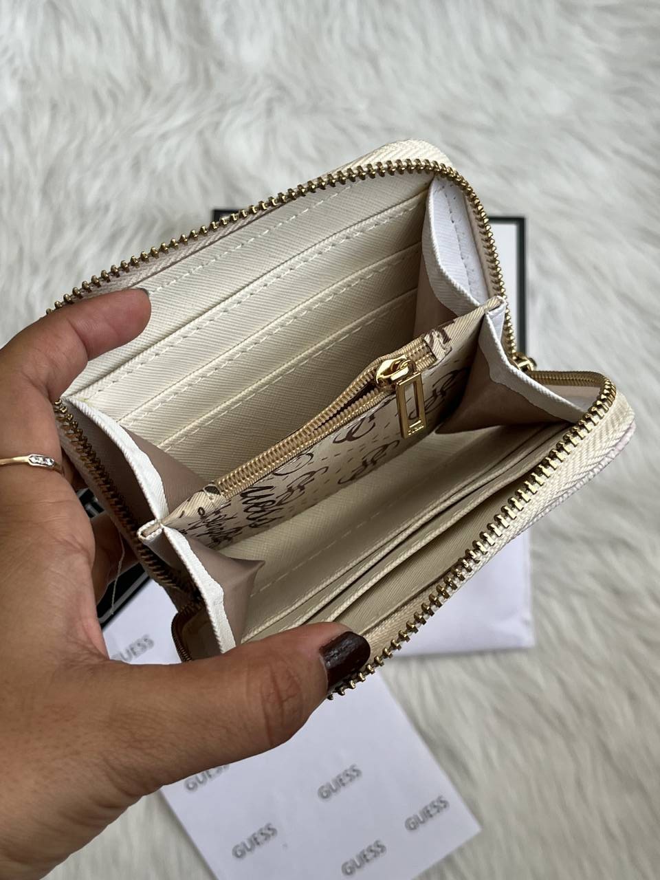 Guess 03 Light Purple Mini Zippy Wallet With Original Box - Dust Cover - Card Premium Packing
