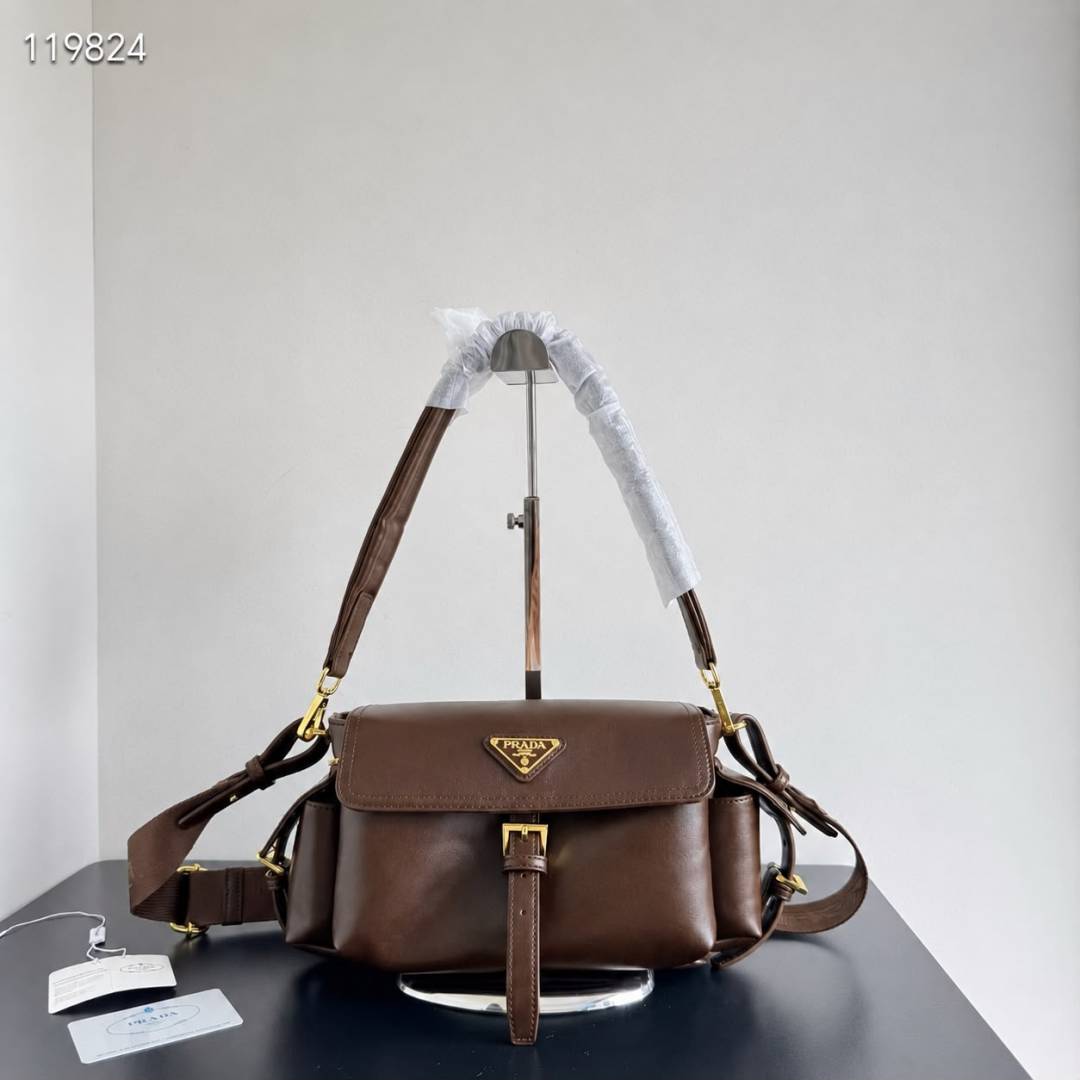 Prada CB Coffee Explore Leather Shoulder Bag With Original DustCover & CarryBag video