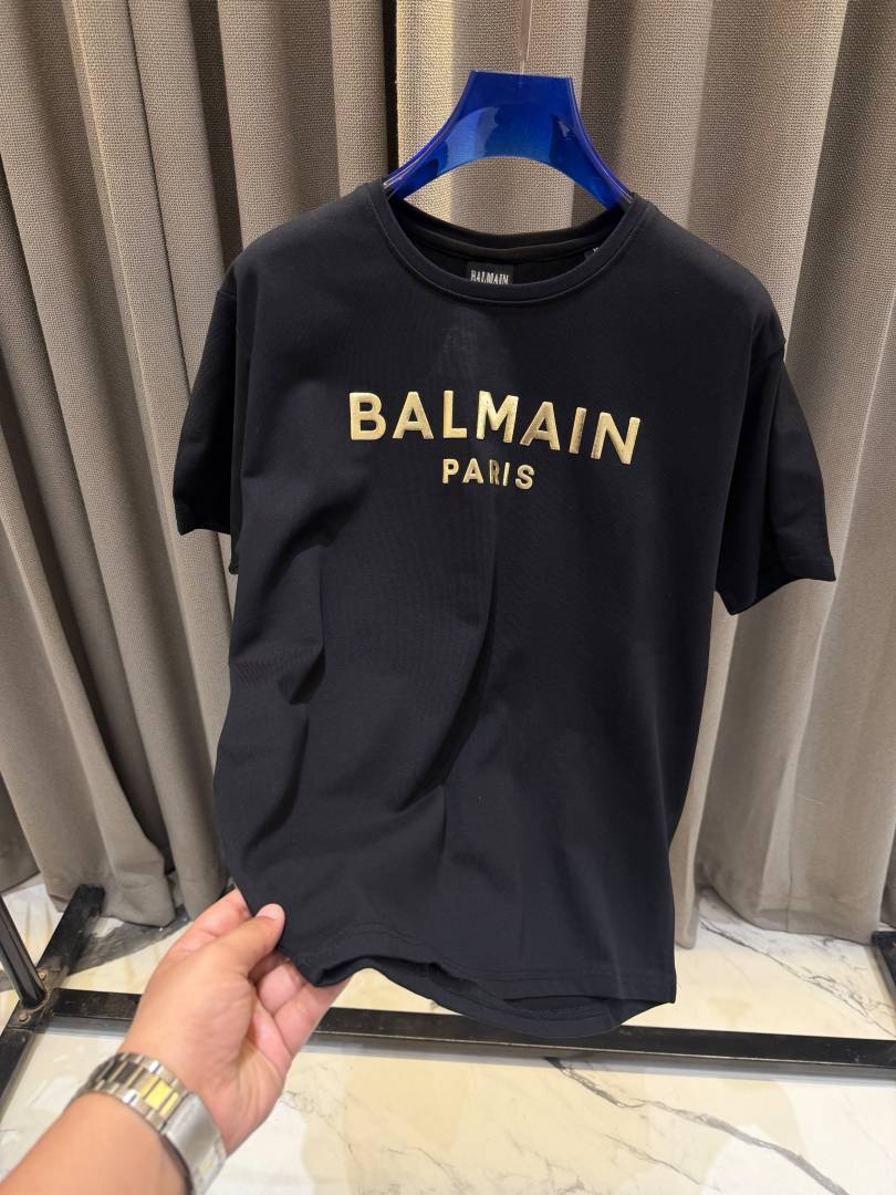 Balmai Middle Brand Print Round Neck T-shirt Black