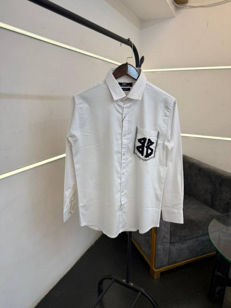 Balenciaagaa premium full sleeves diamond finish shirt white
