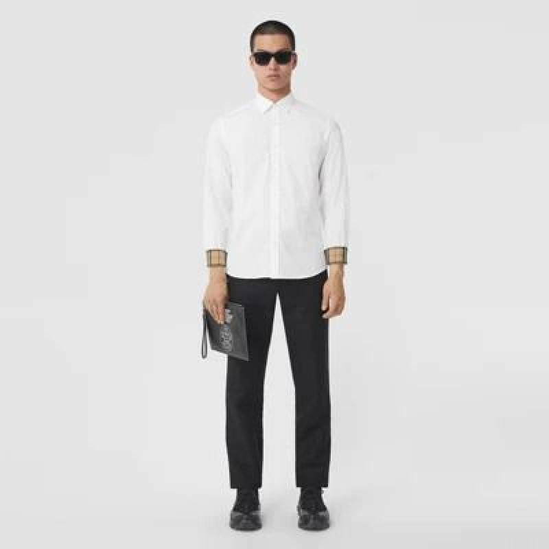 Burbery Chest Logo Full Sleeves Shirt White