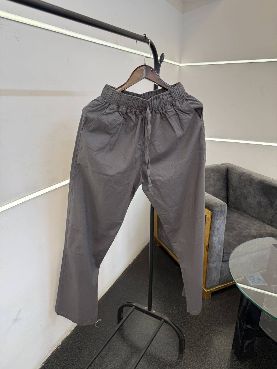 Zarra imported linen track trouser grey