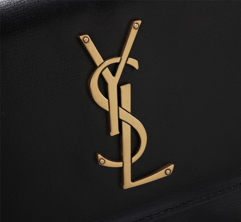 YSL Saint Laurent Sunset Premium Shoulder Bag With OG Double Magnetic Box & Dust Bag (Black - Gold - 936)