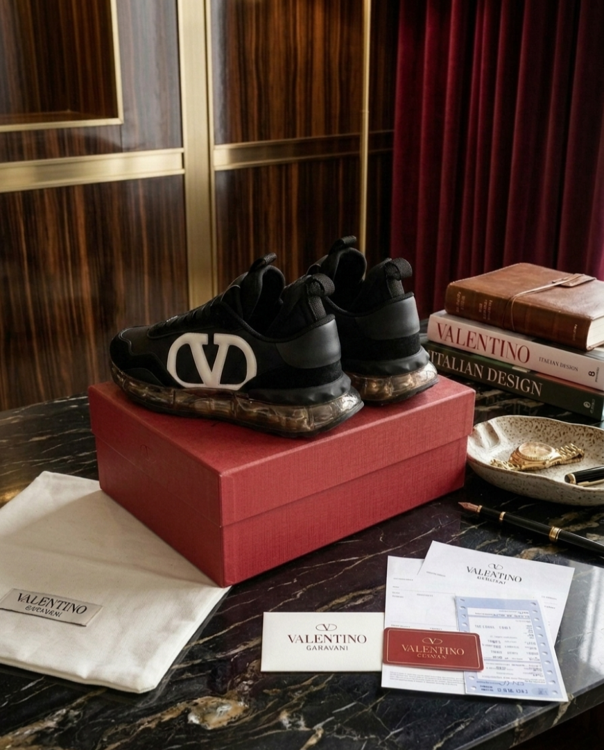 VALENTYNO GARAVANI BLACK SUEDE METALLIC GOLD