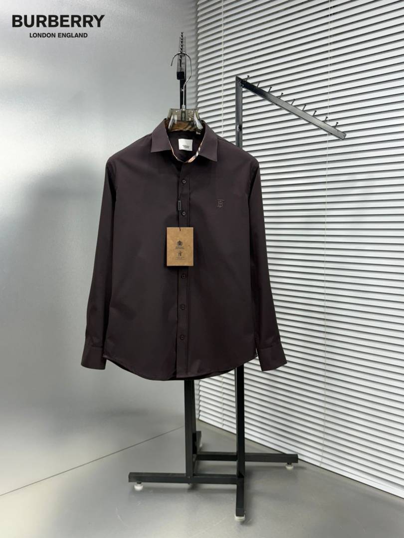 Burbery Chest Logo Full Sleeves Shirt Maroon