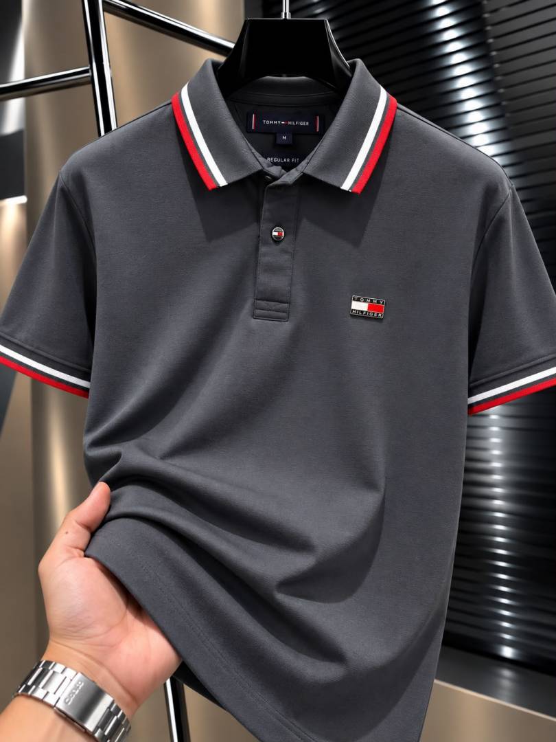 Tommy Hilfige Chest Logo Polo T-shirt Grey