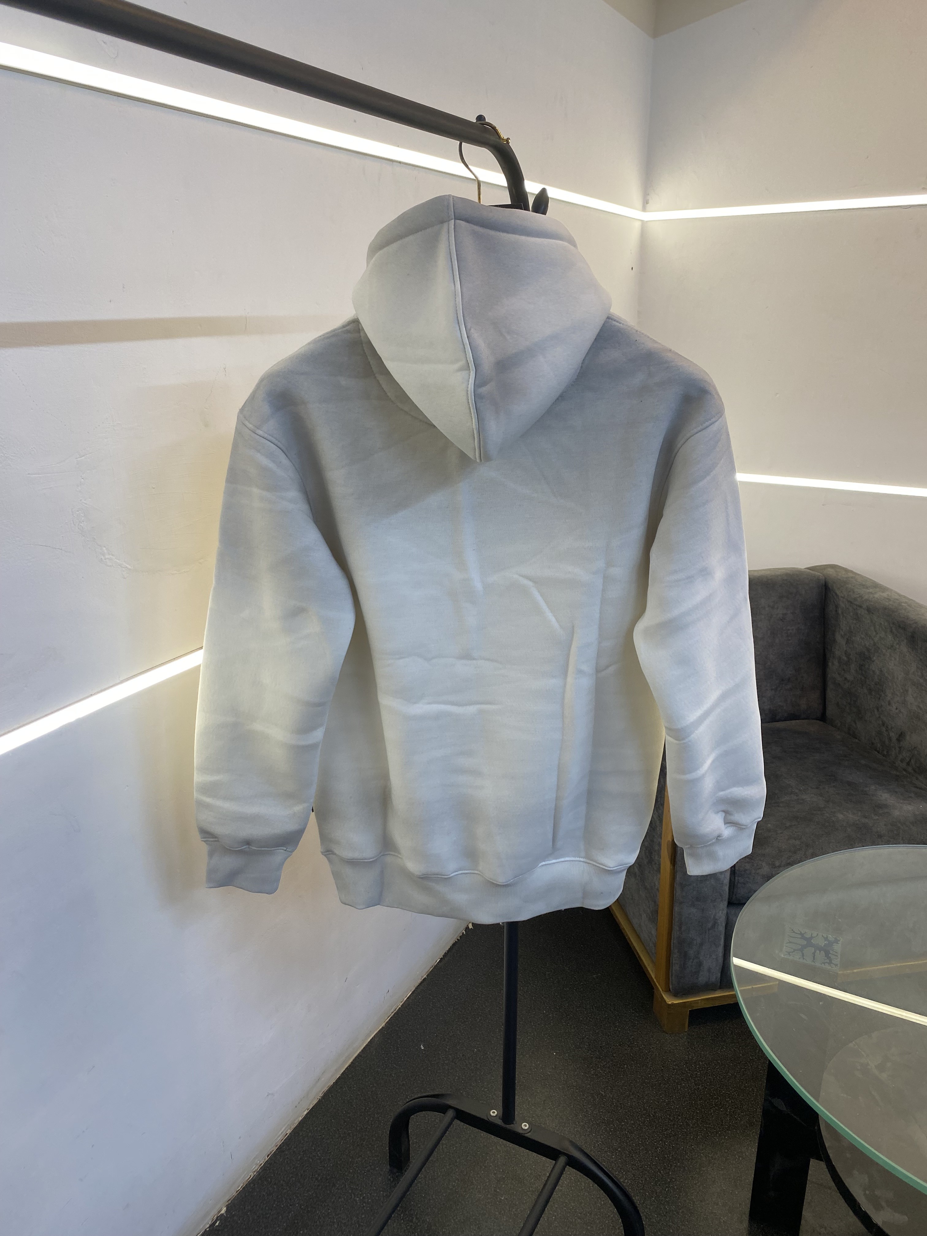 Ameeri heavy gsm fleece fabric hoody sweatshirt with ameeri applique embroidery work with shaded spray work as original white sale