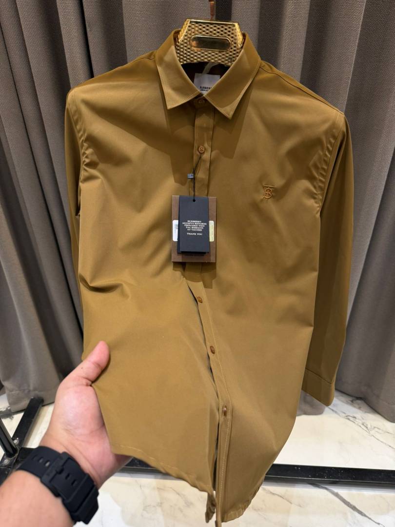 Burbery Chest Logo Full Sleeves Shirt Brown