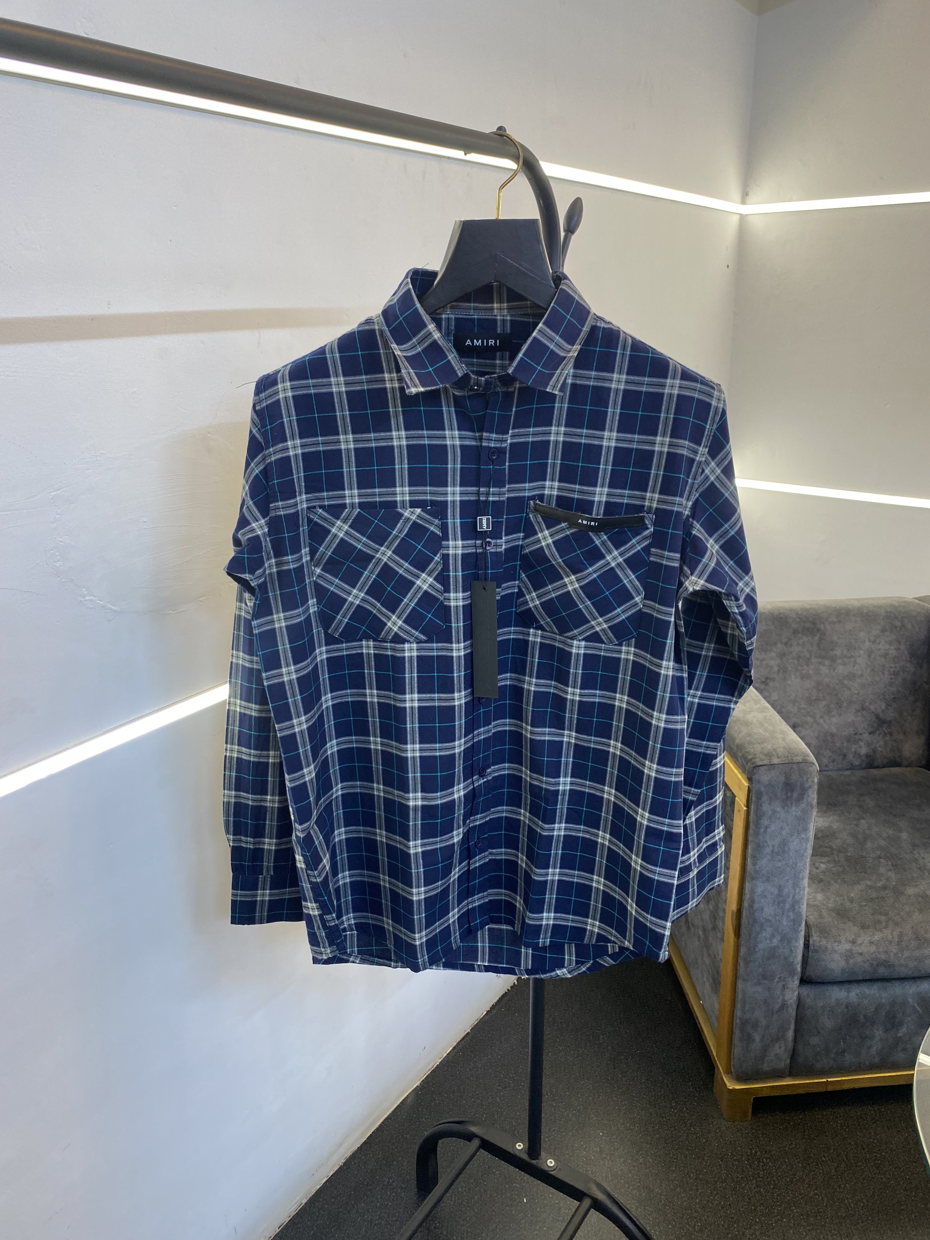 Ameeri style 1 checks imported box packing shirt navy blue