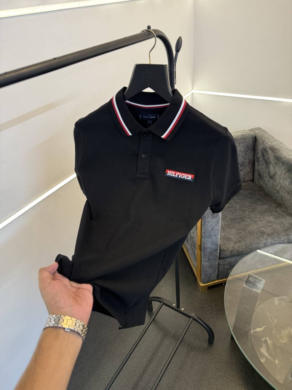 Tommy hilfigar imported polo tshirt black sale