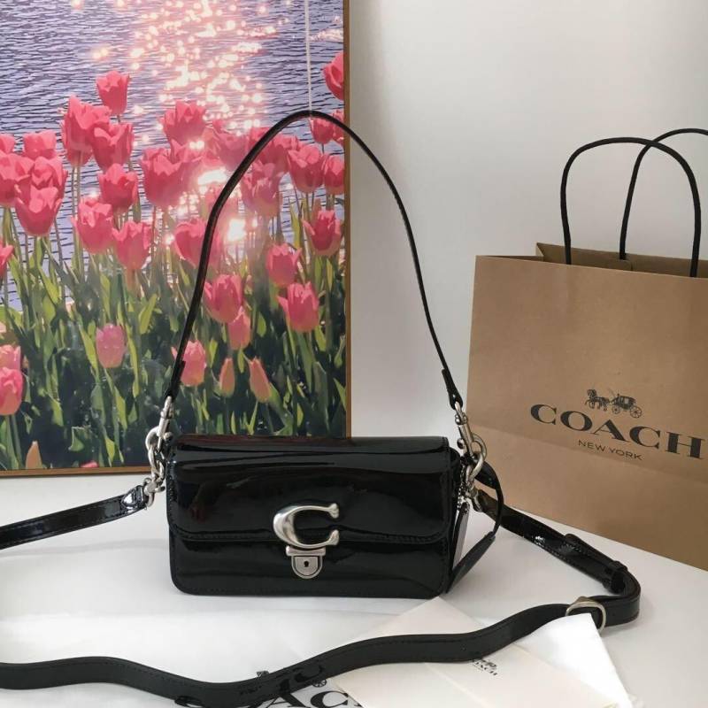 Coach Studio Baguette Patent-Black Leather With OriginalBox DustCover Tags