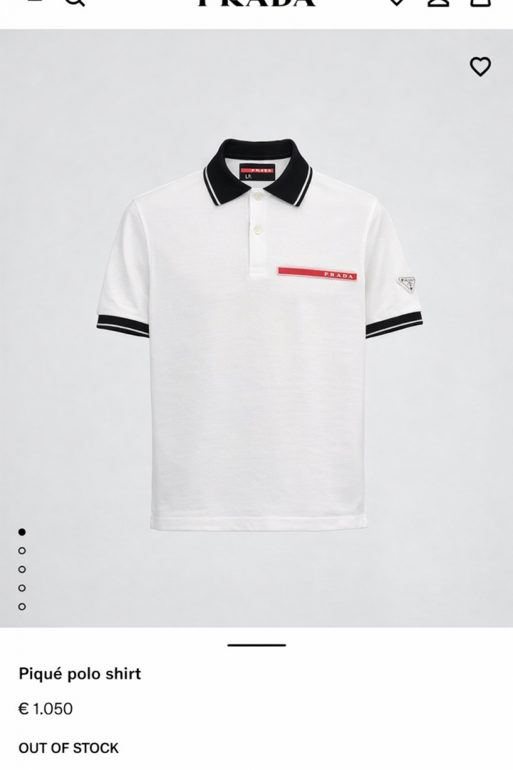 Prada Premium Side Embossed Logo Polo White