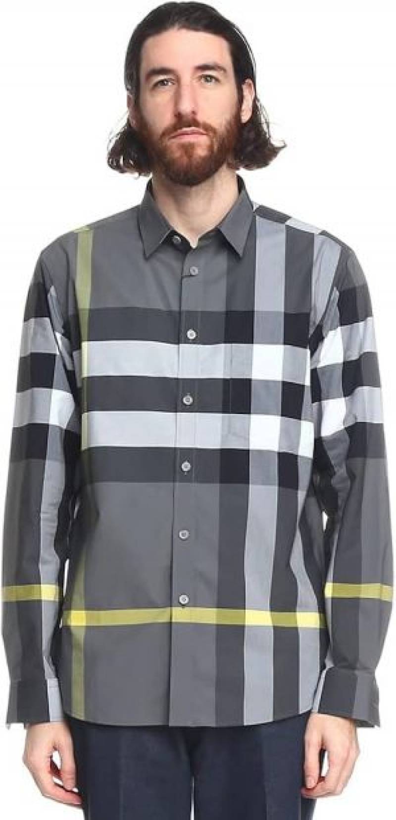 Burbery Signature Full Sleeves Shirt Grey