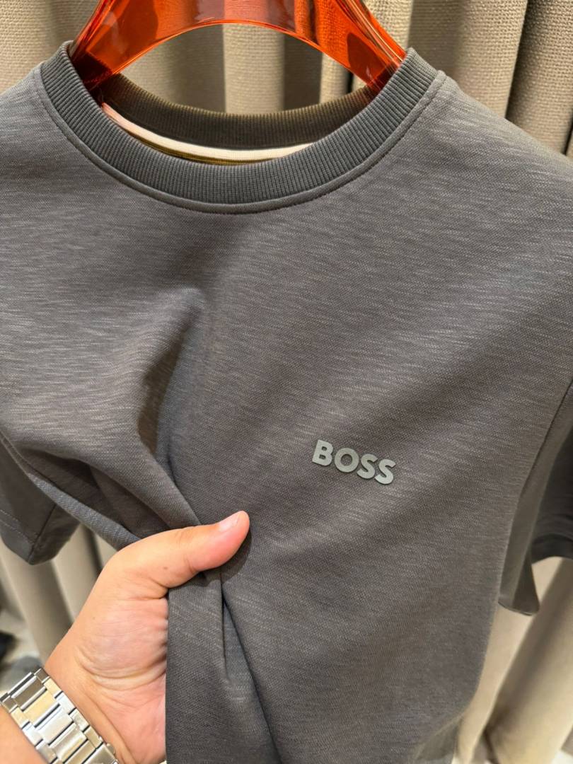 Boss Chest Logo Round Neck T-shirt Grey