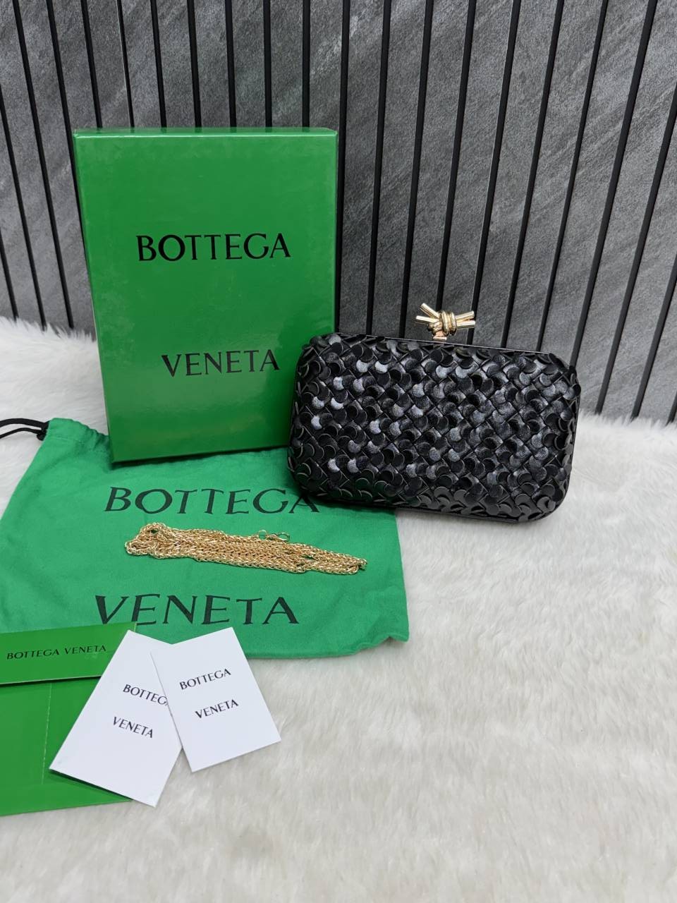 Bottega_Veneta_Black_67_Knot_Leather_Clutch_With_OriginalBox_DustCover_Highend