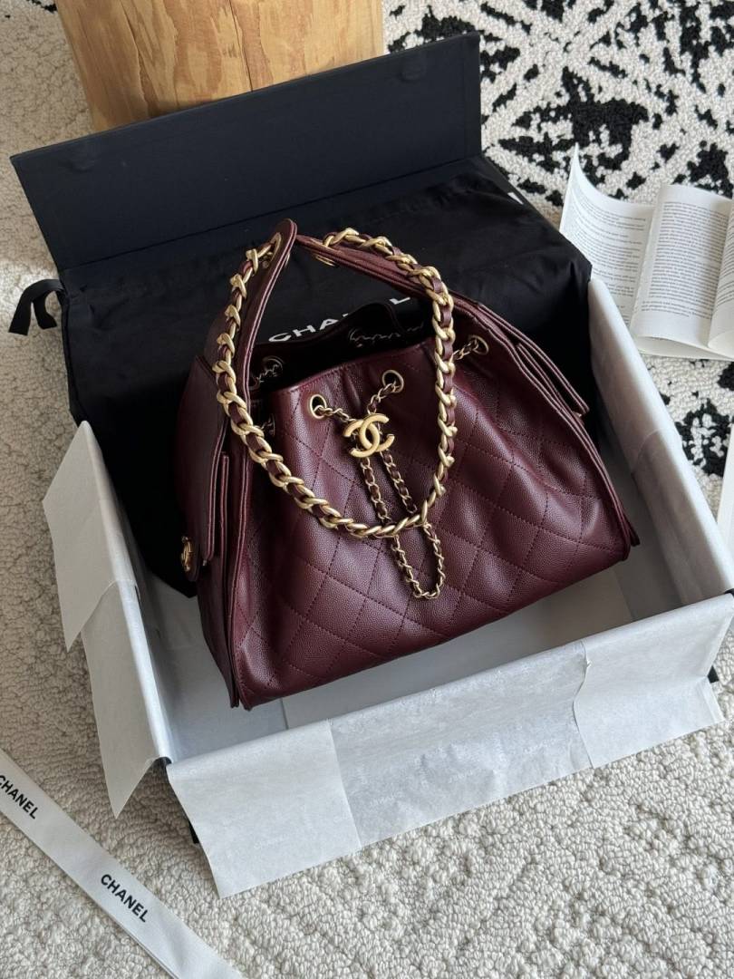 Chennel_CB_25_Wine_Medium_Shoulderbag_With_OriginalBox_CarryBag_DustCover
