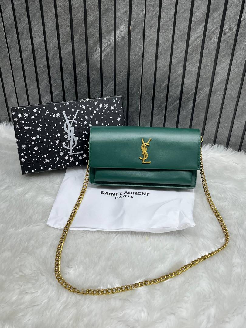 Ysl Sunset Green Small Shoulder Bag With Original Box & Dust Cover