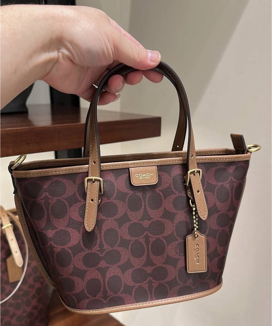 Coacch Taxi 21 Wine Brown SmallTote With OriginalBox DustCover